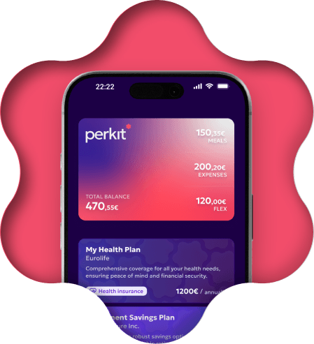 App Perkit σε κινητό με υπόλοιπα κάρτας και εταιρικές παροχές